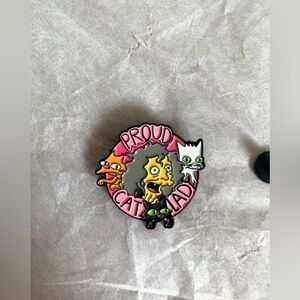 New The Simpsons “Proud Cat Lady” Circle Black and Pink 1” Enamel Pin